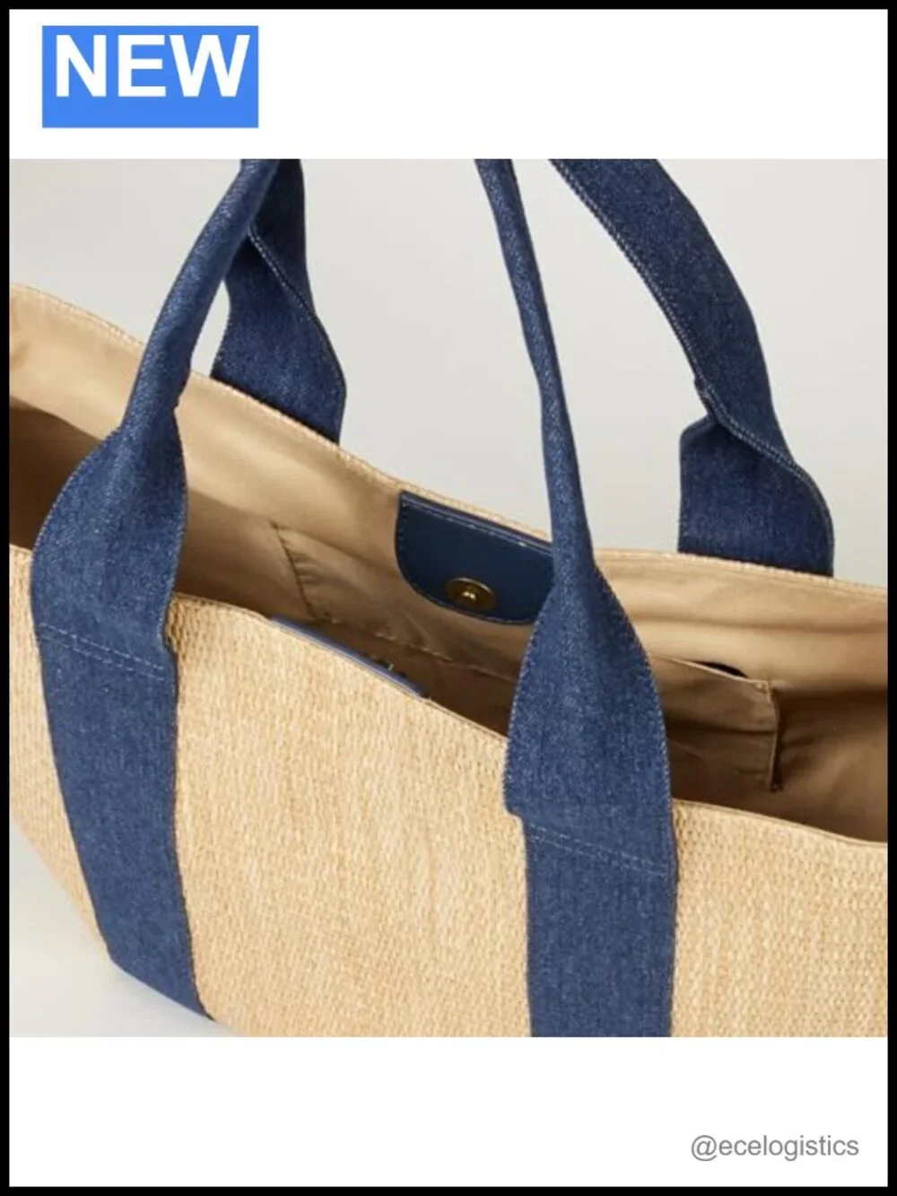 The Drop Tracy Synthetic Straw Canvas Tote Shoulder Bag